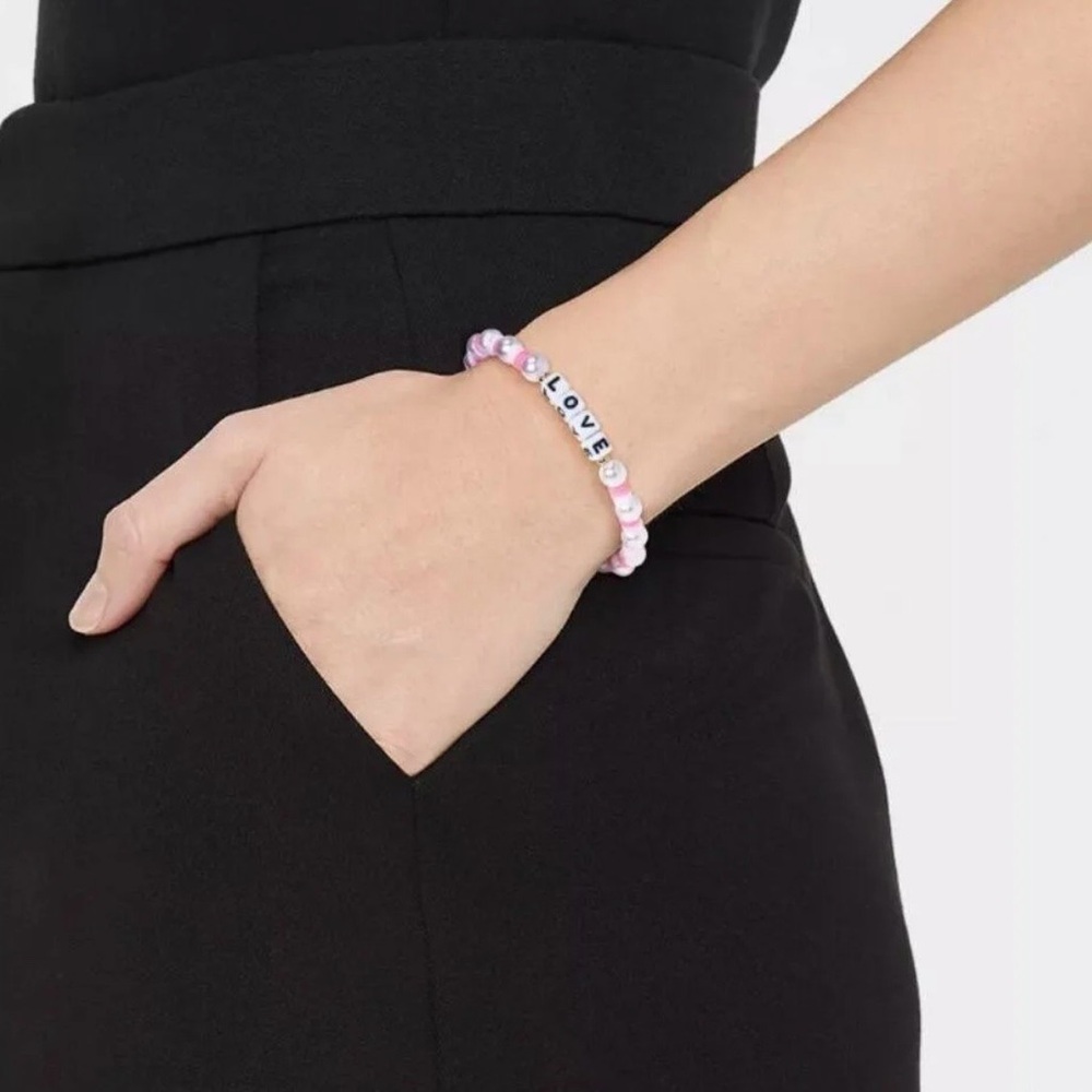 Little Words Project Love Bracelet with Pink and Pearl Beads, Sz S/M, NIB 🩷 - Picture 3 of 3